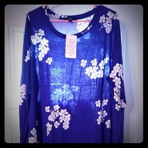 Brand New Purple Tunic with White Flowers